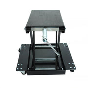 1100 Lbs Deck Motorcycle Lift ATV Scissor Jack w/ Dolly & Hand Crank Steel Wide - Parts Agent