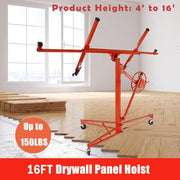 16FT Drywall Lift Plasterboard Panel Sheetrock Hoist Lifter Carrier Safety Lock - Parts Agent