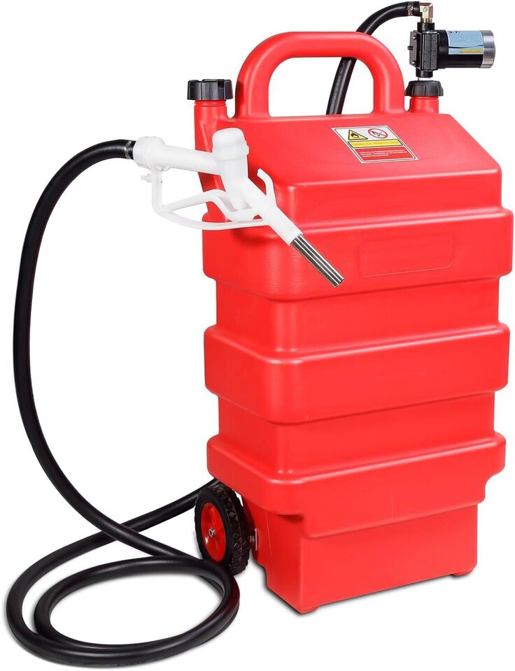 16 Gallon (60 Liter) Portable Fuel Tank With 12V Electric transfer pump 3.7GPM - Parts Agent