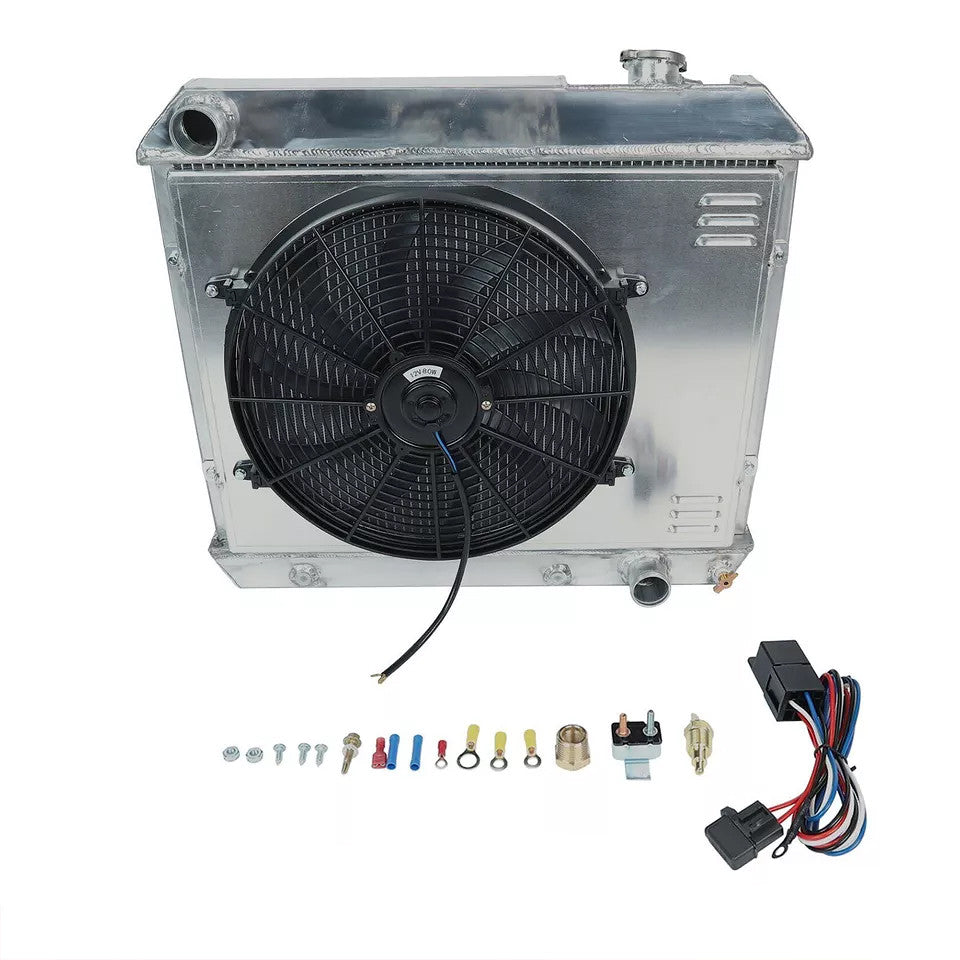 3-Row Radiator+16" Shroud Fan&Relay Kit For 1963-1966 Chevy C/K Series Pickup V8 - Parts Agent