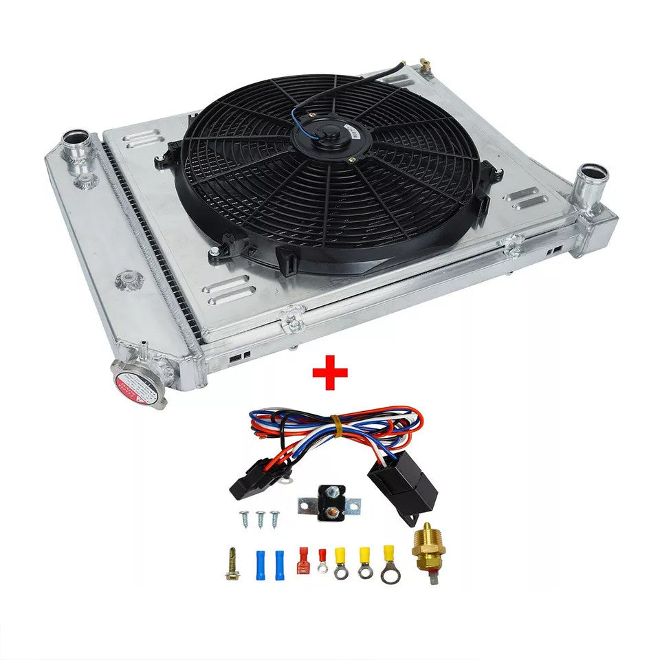 3 Row Radiator+Shroud Fan Kit Fits 68-74 Chevy Nova 70-81 Camaro 75-87 El Camino - Parts Agent