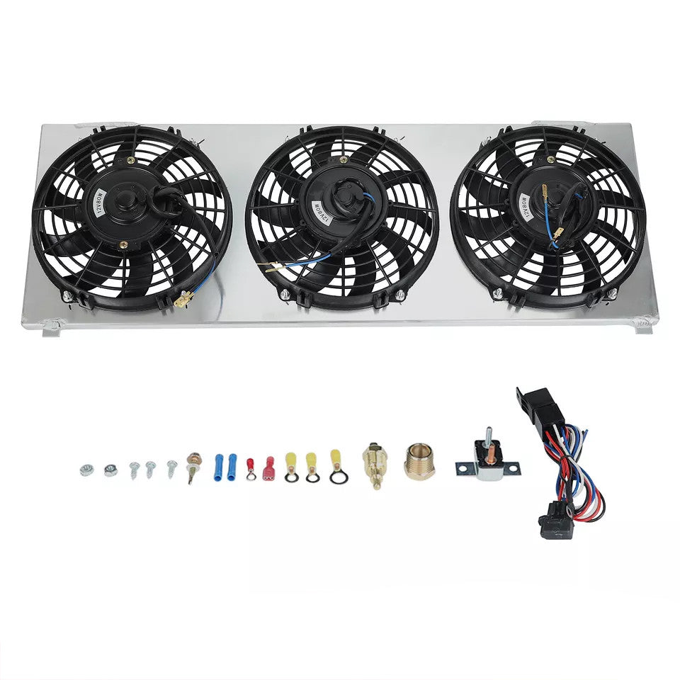 3x 9"Fan Aluminum Shroud+Thermostat For 84-01 Jeep Cherokee XJ Comanche Radiator - Parts Agent