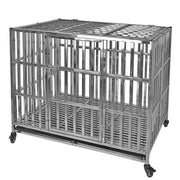 42Inch Heavy Duty Dog Cage Stainless Steel Large Dog Crate Folding Pet Kennel - Parts Agent