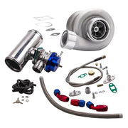 4PCS Universal GT45 Turbocharger Kit + Oil Feed and Return Line + BOV Adapter - Parts Agent