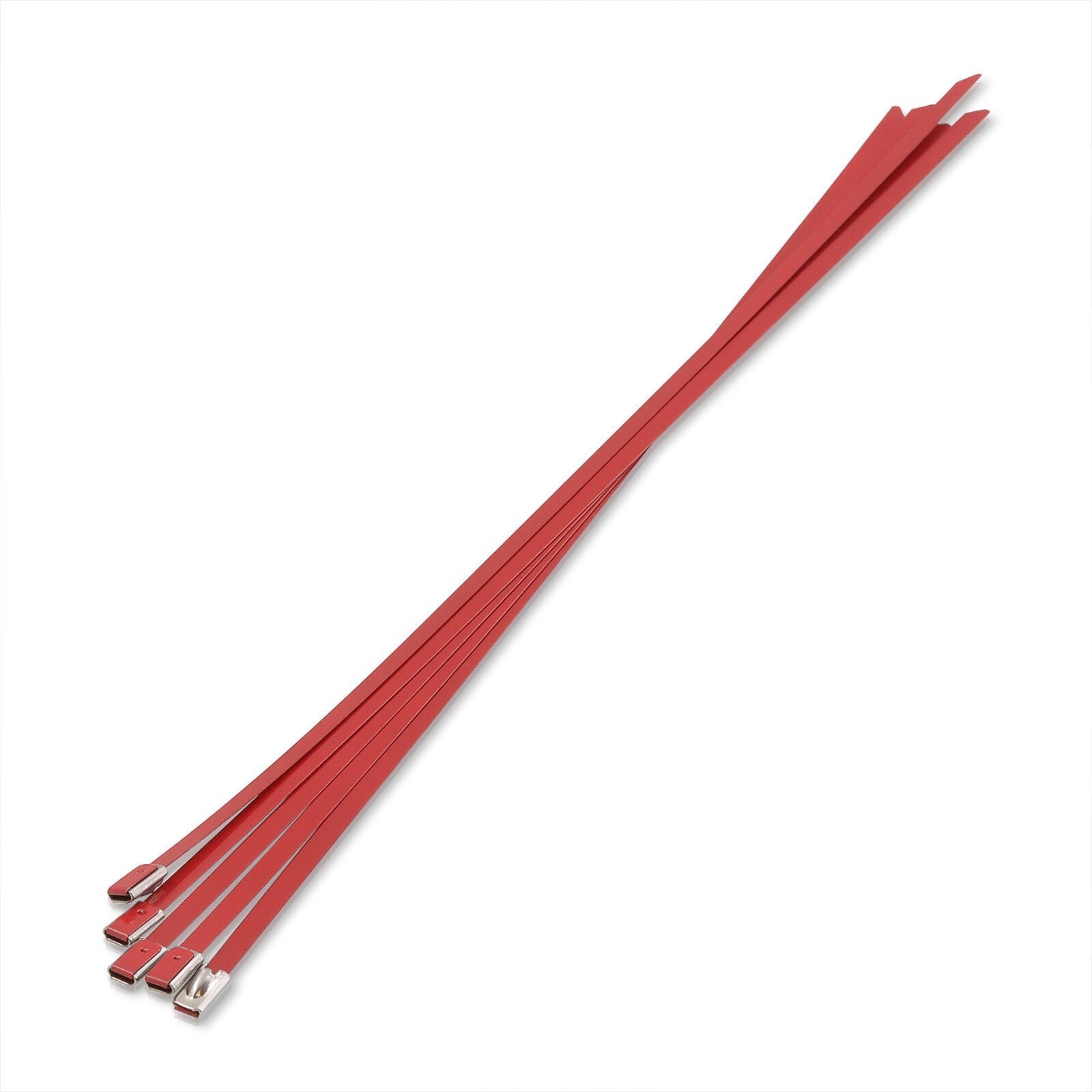 (5 Pack) 12" Zip Ties Stainless Steel Red - Parts Agent