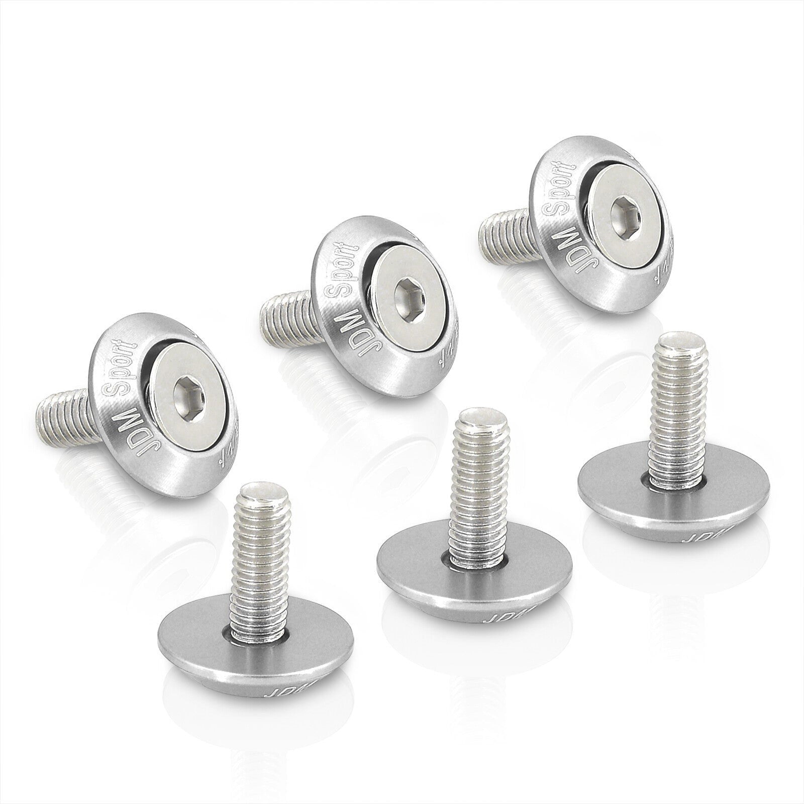 AJP Distributors Upgrade Universal JDM Sport 6-Piece M6 X 20MM T6061 CNC Billet Aluminum Engine Bay Dress Up Fender Washer Hex Screw Bolt Nut Bumper Fastener Kit Set Anodized Silver - Parts Agent