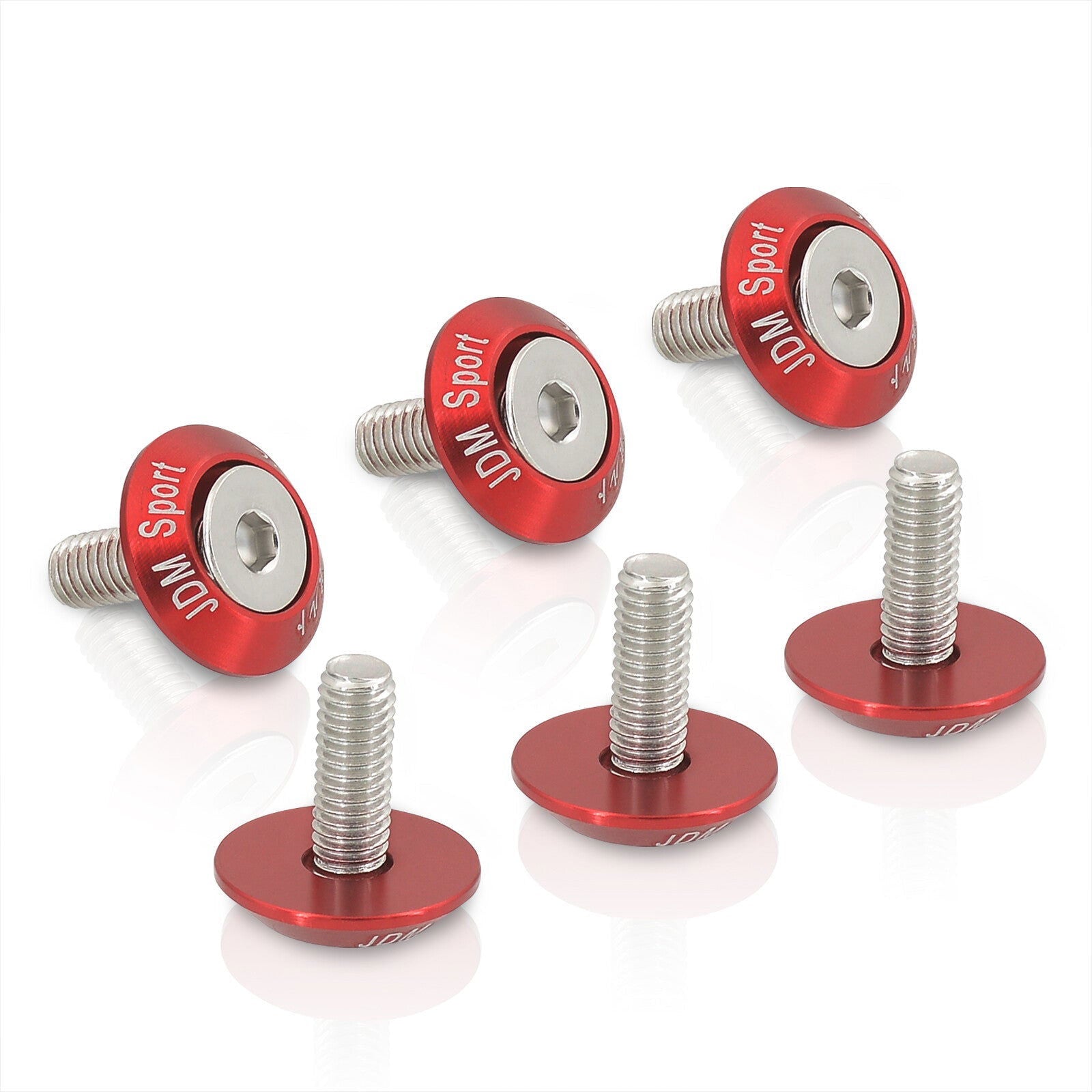 AJP Distributors VIP Upgrade Universal JDM Sport 6-Piece M6X20MM T-6061 CNC Billet Aluminum Engine Bay Dress Up Fender Washer Hex Screw Bolt Nut Bumper Fastener Kit Set Anodized Red - Parts Agent