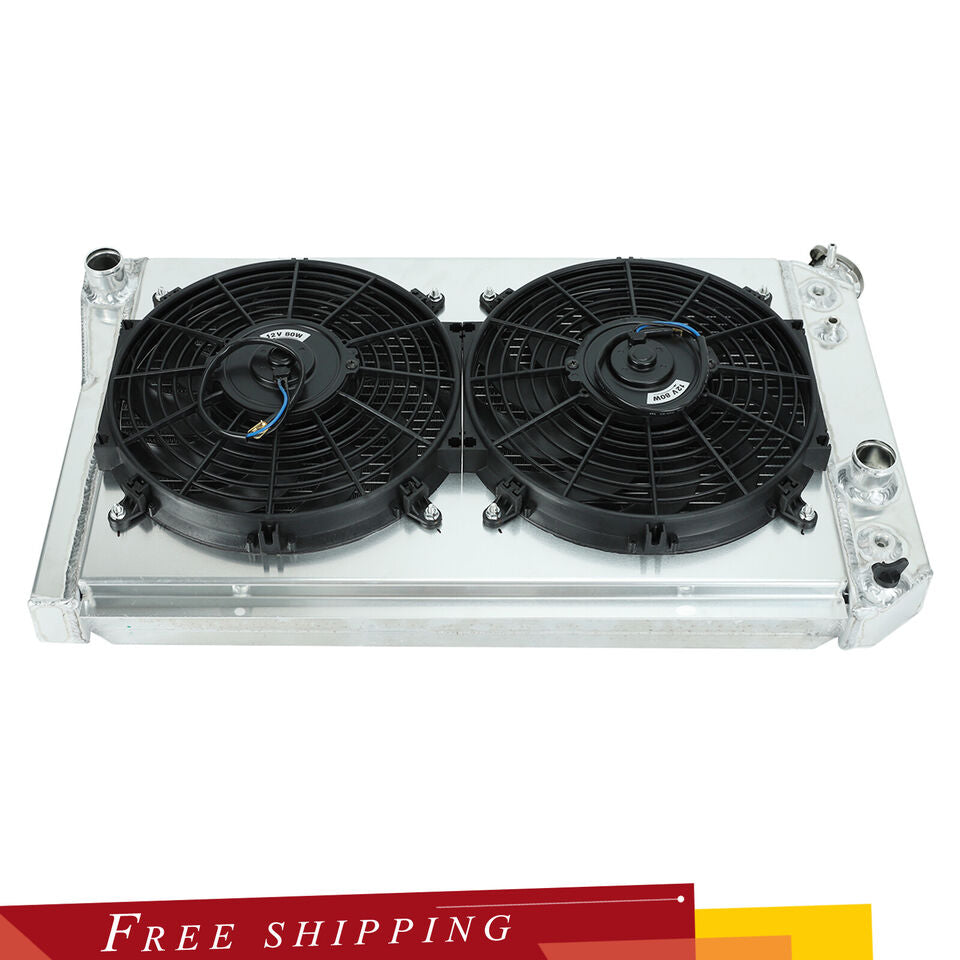 ALUMINUM CORE RACING 3 ROW RADIATOR+PULL FAN SHROUD FOR 84-90 CORVETTE C4/S10 V8 - Parts Agent
