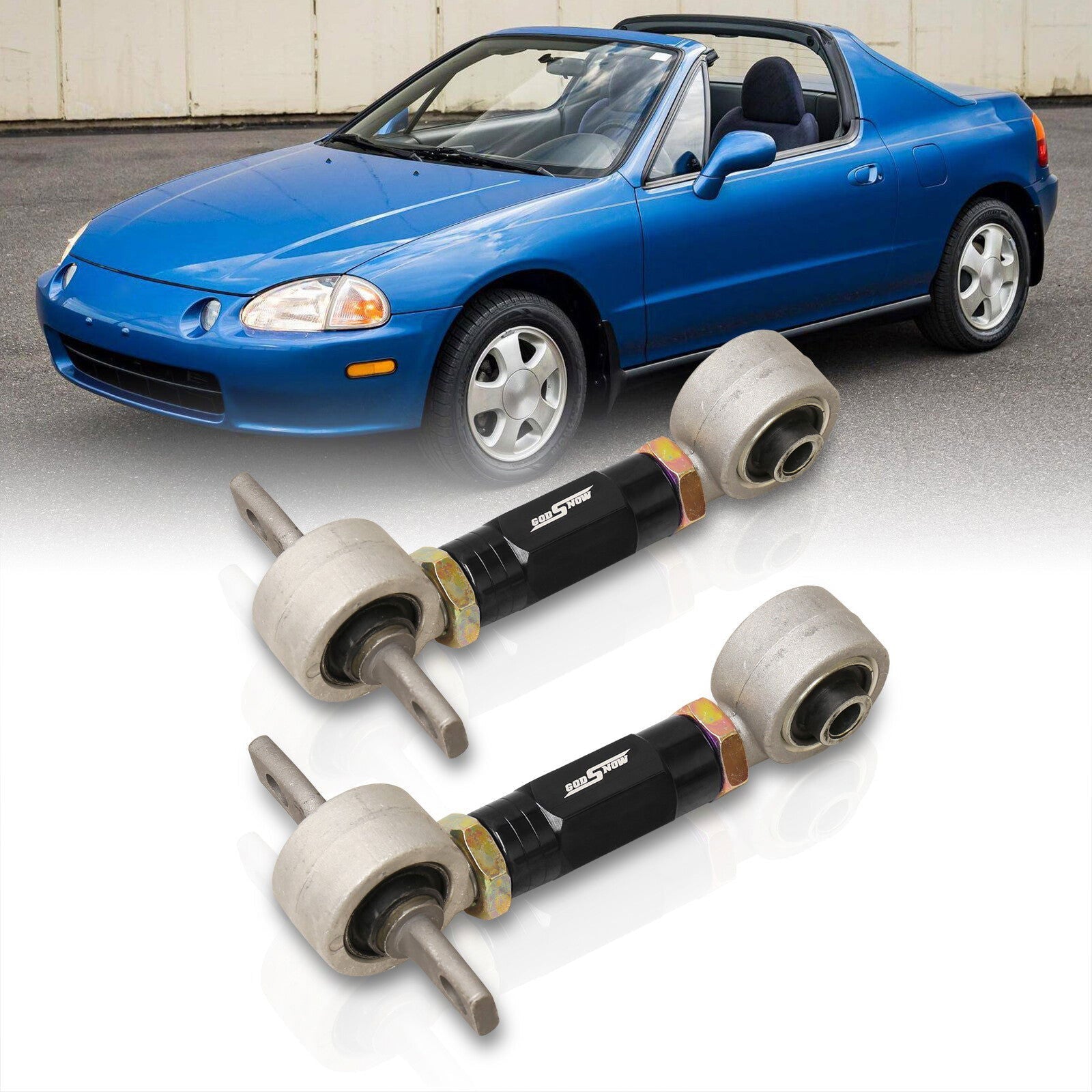 Acura Integra 1990-2001 / Honda Civic 1988-2000 / CRX 1988-1991 / Del Sol 1993-1997 Rear Control Arms Camber Kit Black (Version 4) - Parts Agent