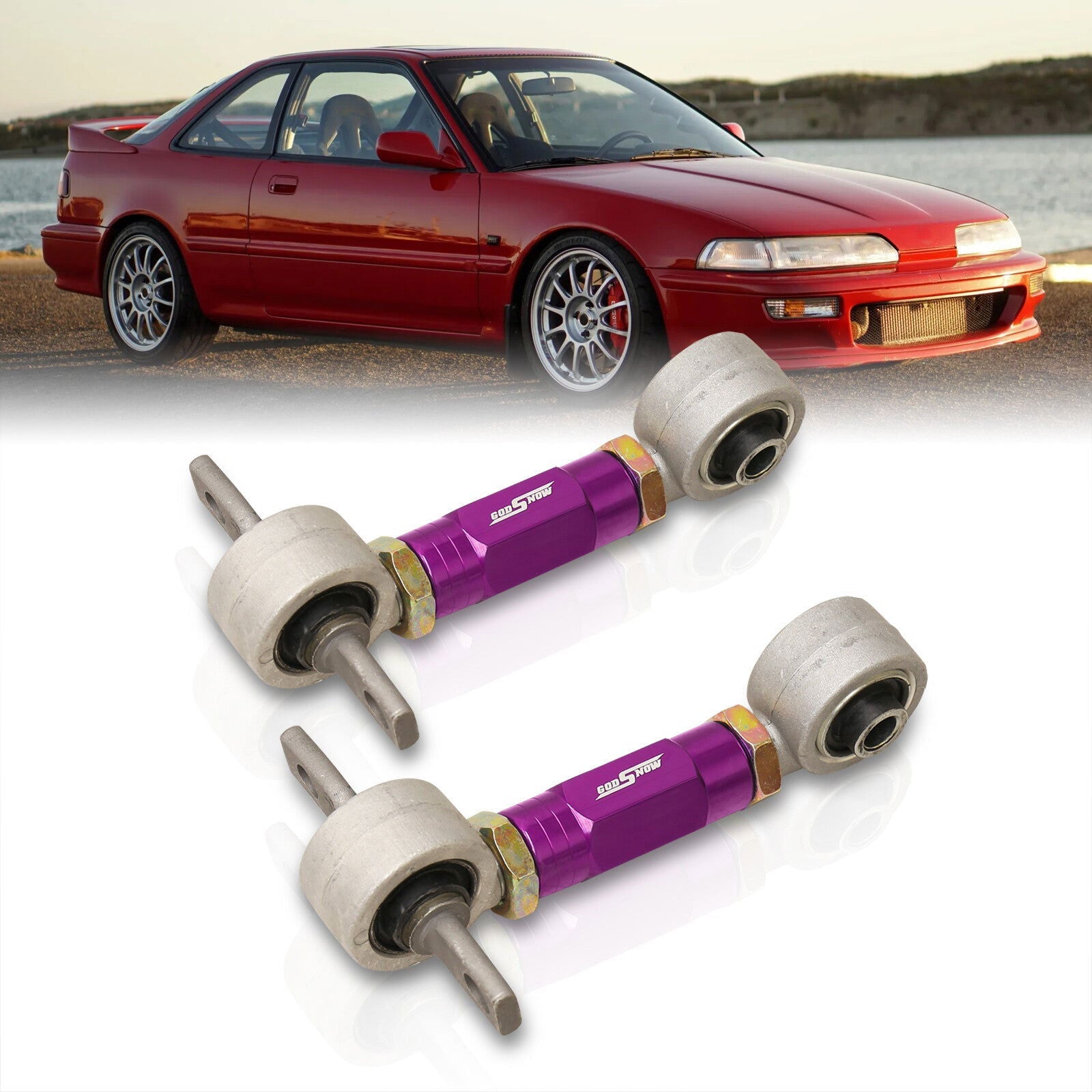 Acura Integra 1990-2001 / Honda Civic 1988-2000 / CRX 1988-1991 / Del Sol 1993-1997 Rear Control Arms Camber Kit Purple (Version 4) - Parts Agent