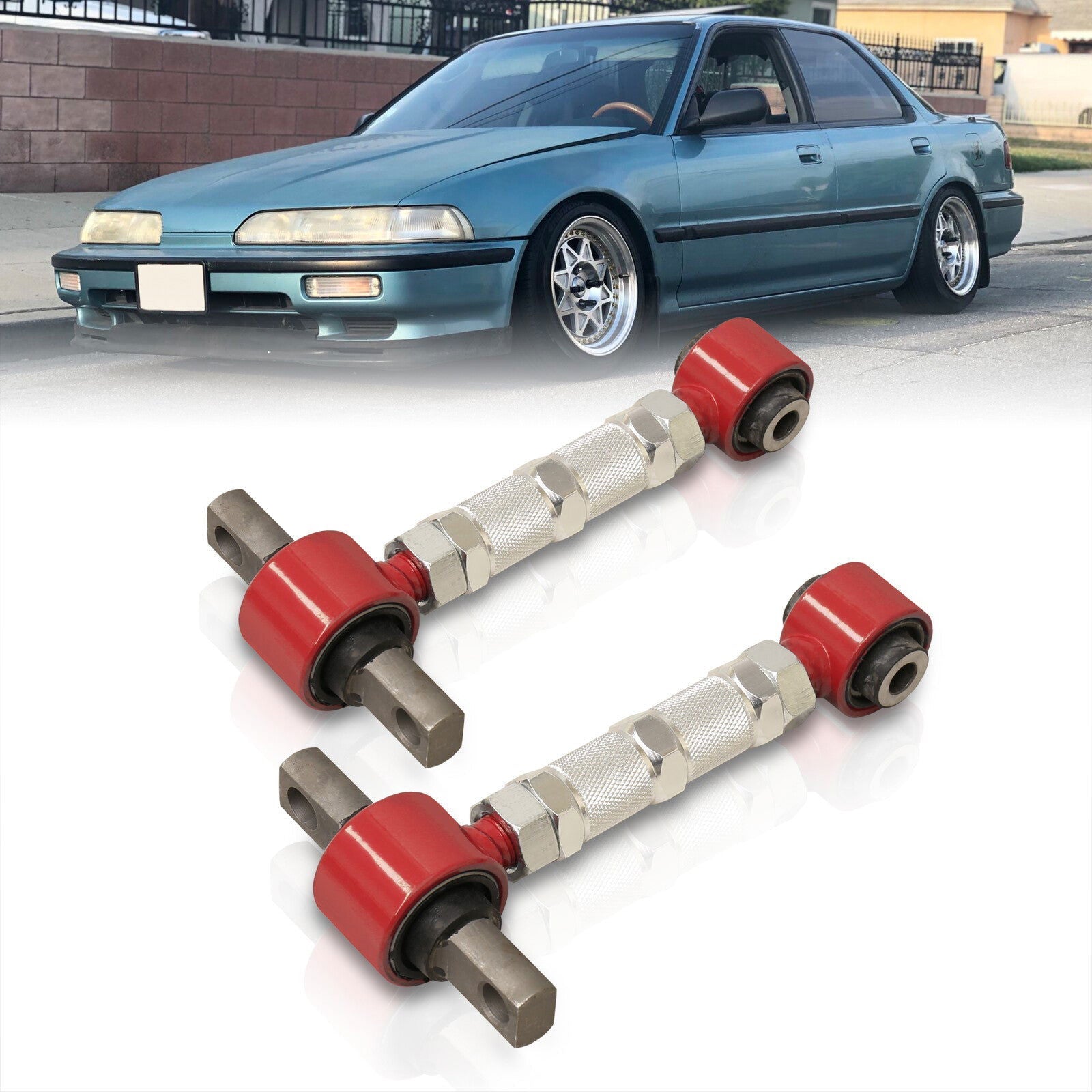 Acura Integra 1990-2001 / Honda Civic 1988-2000 / CRX 1988-1991 / Del Sol 1993-1997 Rear Control Arms Camber Kit Red (Version 3) - Parts Agent