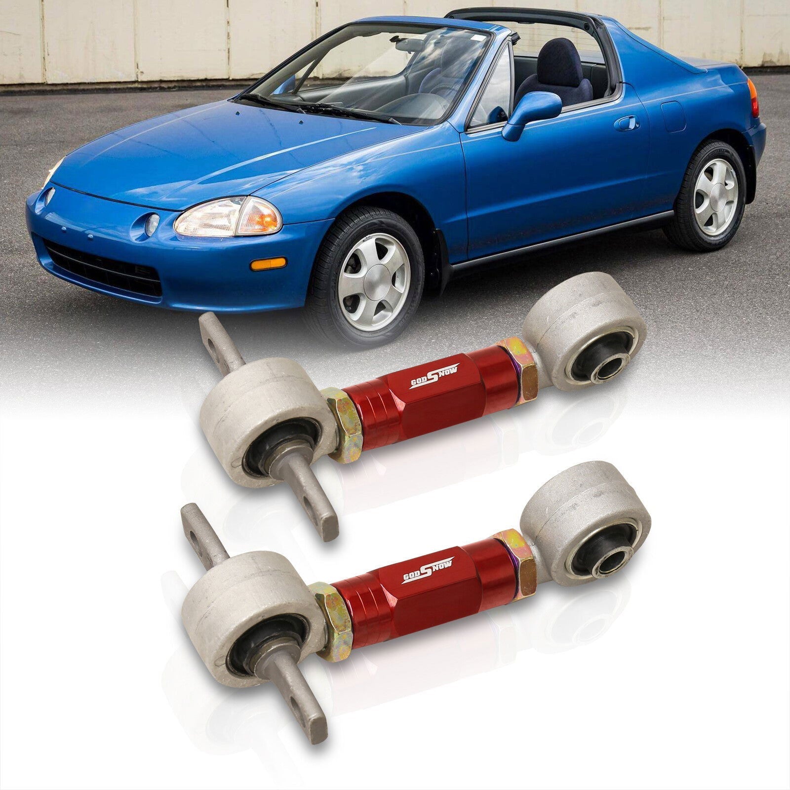 Acura Integra 1990-2001 / Honda Civic 1988-2000 / CRX 1988-1991 / Del Sol 1993-1997 Rear Control Arms Camber Kit Red (Version 4) - Parts Agent