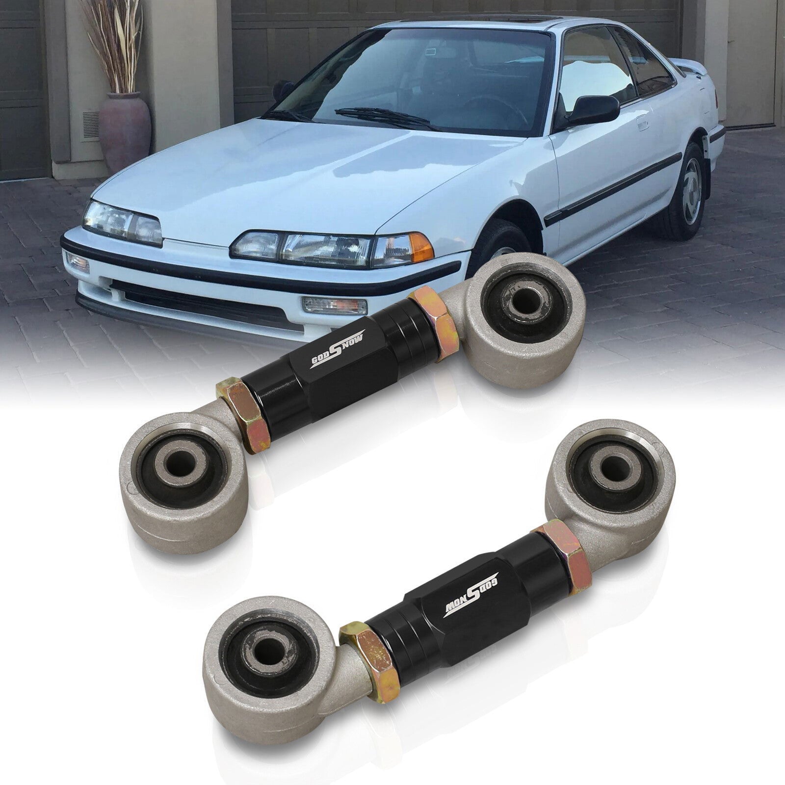 Acura Integra 1990-2001 / Honda Civic 1988-2000 / CRX 1988-1991 / Del Sol 1993-1997 Rear Control Toe Arms Kit Black (Version 4) - Parts Agent