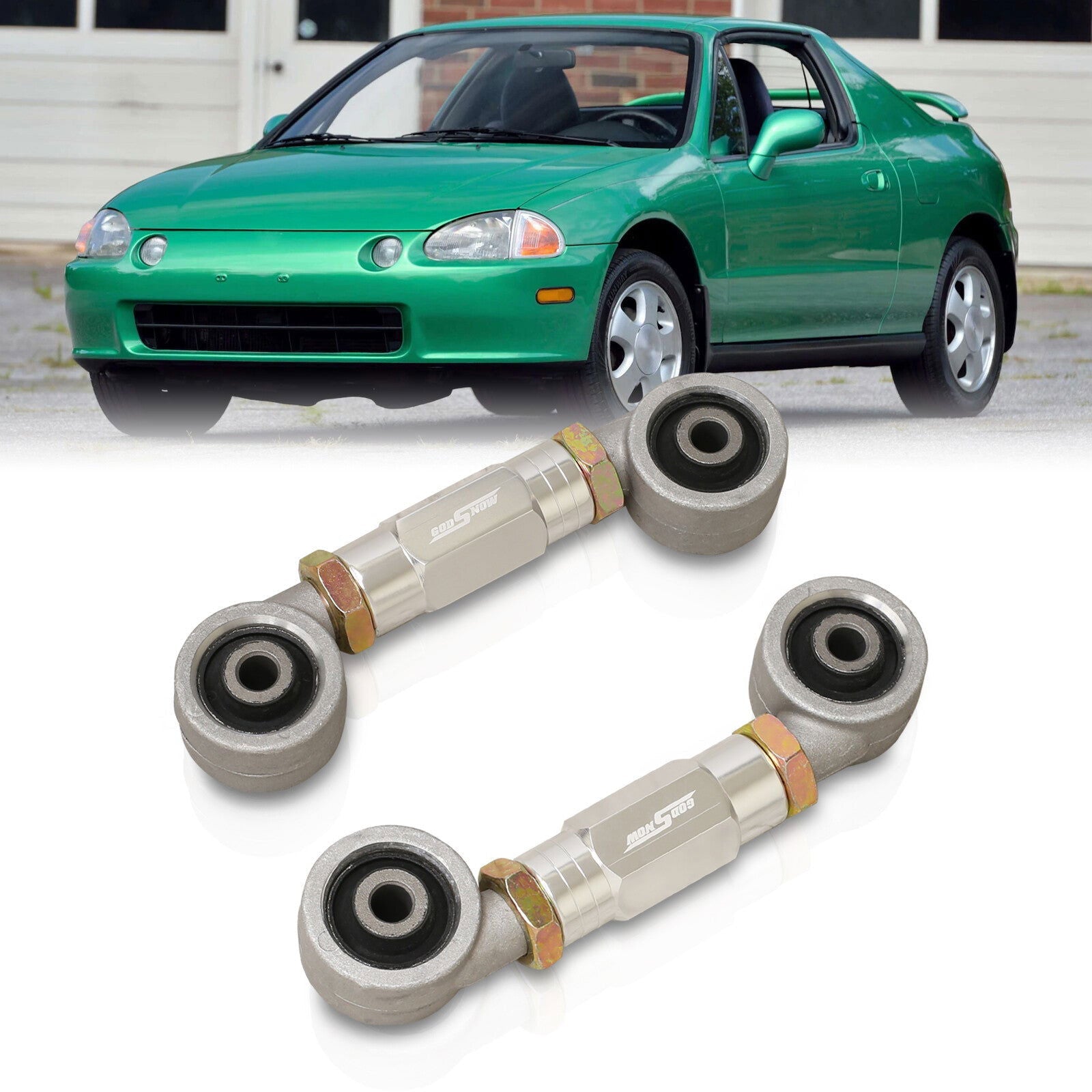 Acura Integra 1990-2001 / Honda Civic 1988-2000 / CRX 1988-1991 / Del Sol 1993-1997 Rear Control Toe Arms Kit Silver (Version 4) - Parts Agent