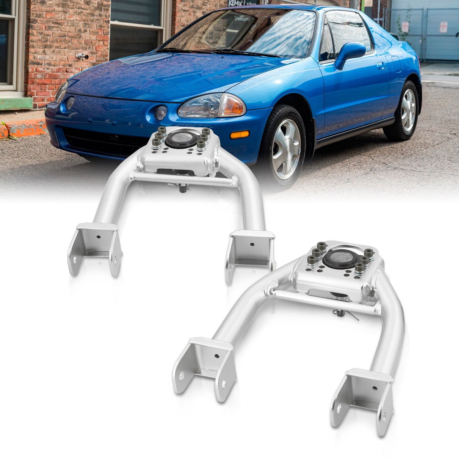 Acura Integra 1994-2001 / Honda Civic 1992-1995 / Del Sol 1993-1997 Front Upper Tubular Control Arms Camber Kit Silver - Parts Agent