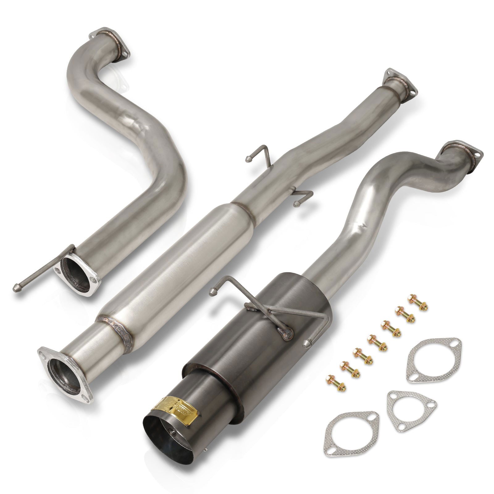 Acura Integra Hatchback GS LS RS 1994-2001 N1 Style Stainless Steel Catback Exhaust System Gunmetal (Piping: 2.5" / 65mm to 3.0" / 76mm | Tip: 4.5") - Parts Agent