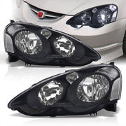 Acura RSX 2002-2004 Factory Style Headlights Black Housing Clear Len Clear Reflector - Parts Agent