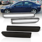 Acura TL 2004-2008 4 Piece Front White & Rear White LED Side Marker Lights Smoke Len (Not Compatible On Type-S Models) - Parts Agent