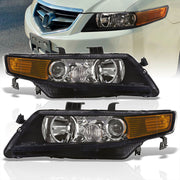 Acura TSX 2004-2008 Factory Style Headlights Black Housing Clear Len Amber Reflector - Parts Agent