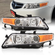 Acura TSX 2004-2008 Factory Style Headlights Chrome Housing Clear Len Amber Reflector - Parts Agent
