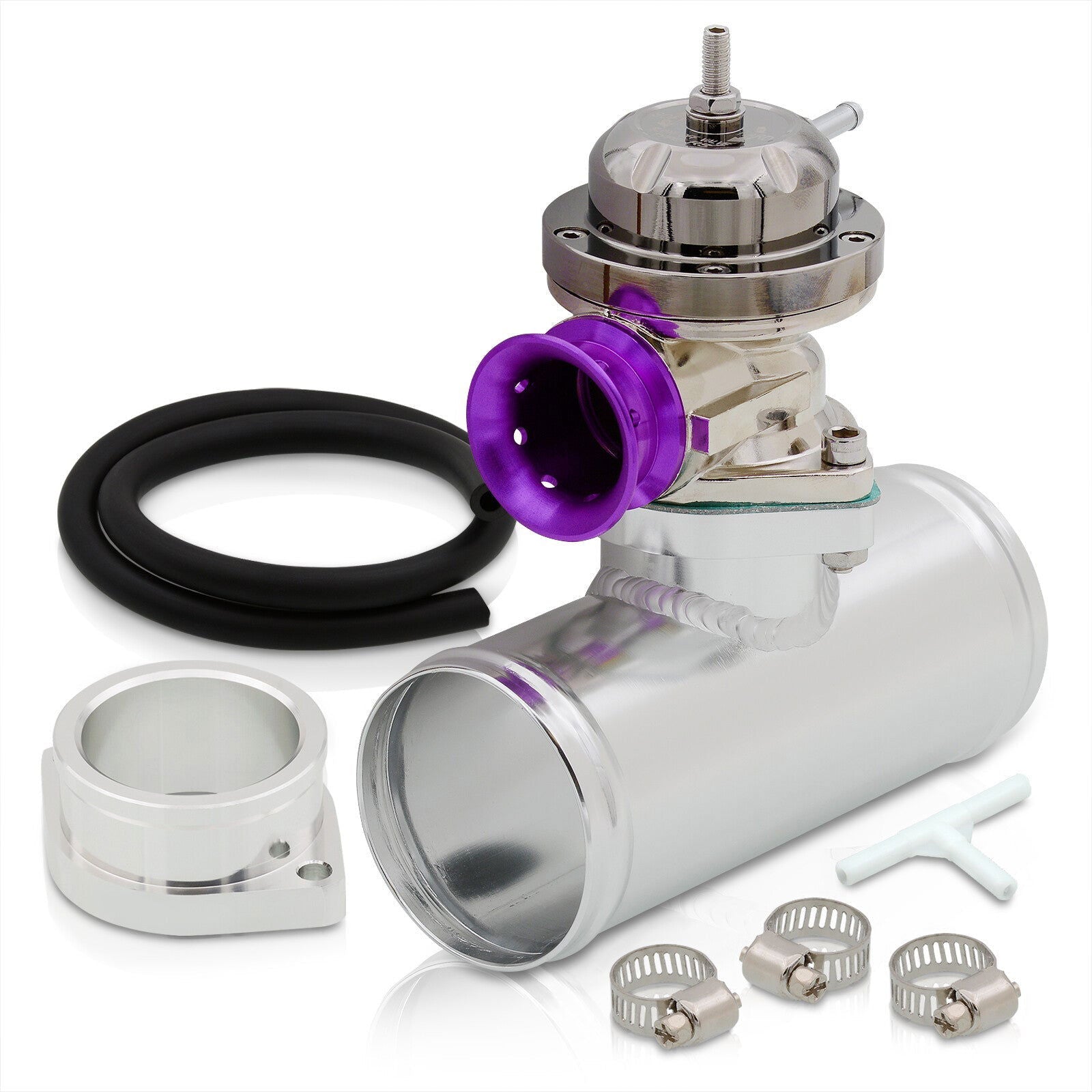 Adjustable PSI BOV Gunmetal Top Purple Lip Blow Off Valve Aluminum Adapter Pipe - Parts Agent