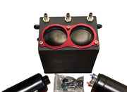 Aluminum External Fuel Pump Dual Surge Tank For AEM Bosch 044 380LPH 2L E85 USA - Parts Agent