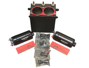 Aluminum External Fuel Pump Dual Surge Tank For AEM Bosch 044 380LPH 2L E85 USA - Parts Agent