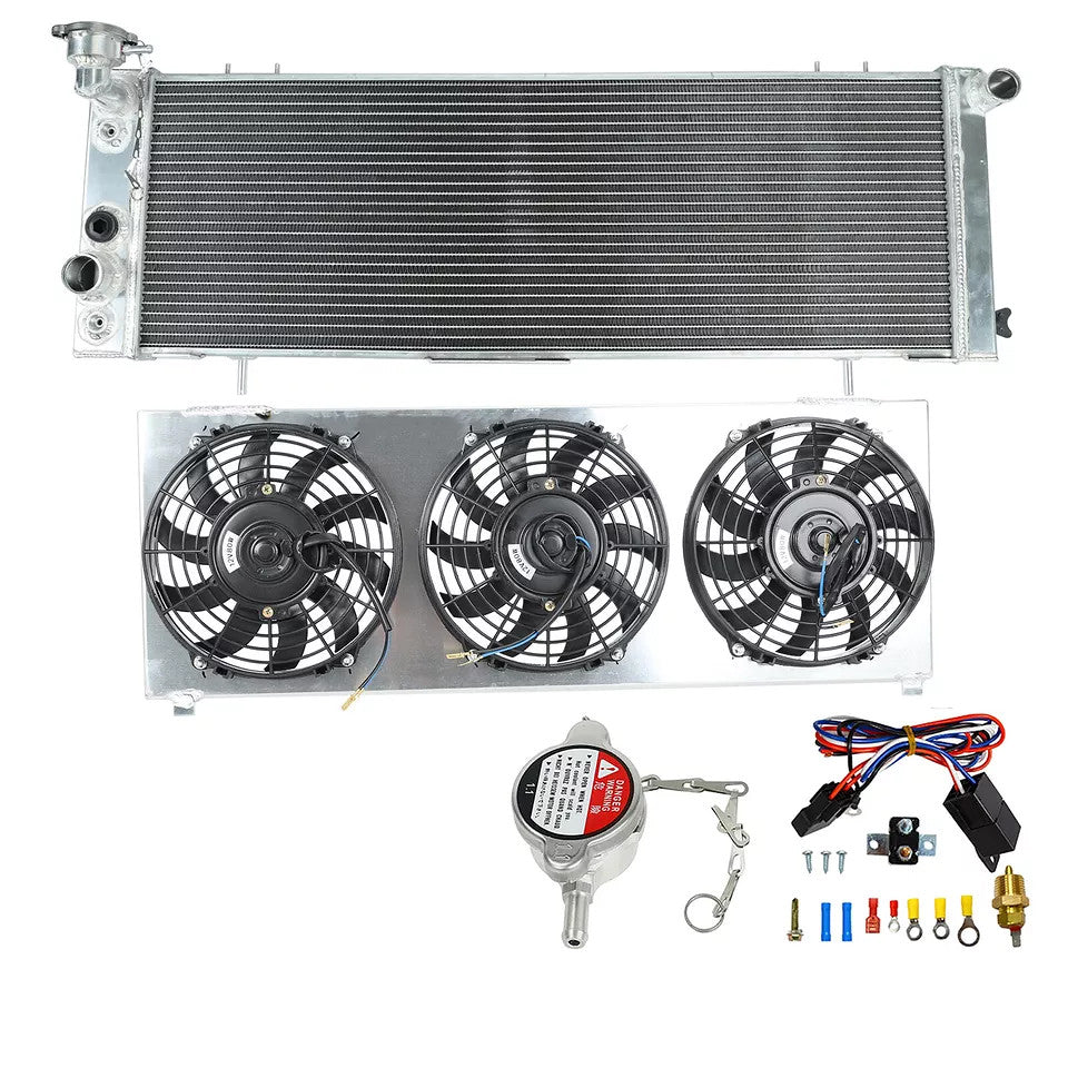 Aluminum Radiator Shroud+3x9" Fans+Relay FOR 1991-2001 Jeep Cherokee XJ Comanche - Parts Agent
