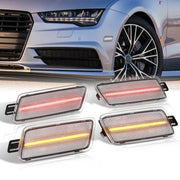 Audi A7 2012-2018 4 Piece Front Amber & Rear Red LED Side Marker Lights Clear Len - Parts Agent