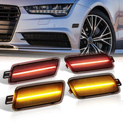 Audi A7 2012-2018 4 Piece Front Amber & Rear Red LED Side Marker Lights Smoke Len - Parts Agent