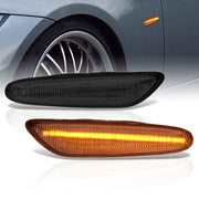 BMW 1-Series E82 E88 2008-2013 / 3-Series Sedan E46 2002-2005 / BMW 3-Series E90 E91 E92 E93 2006-2013 / 5-Series E60 E61 2004-2010 / X3 E83 2004-2010 Front Amber Sequential LED Side Marker Lights Clear Len - Parts Agent