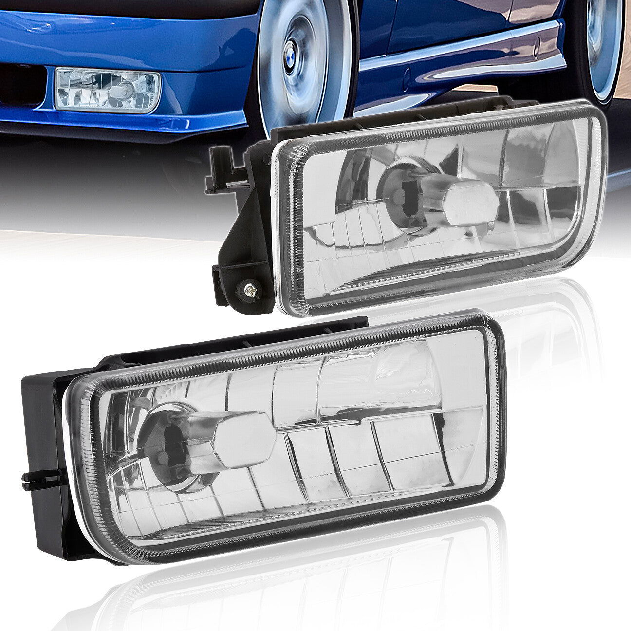 BMW 3 Series E36 1992-1998 Front Fog Lights Clear Len (No Switch & Wiring Harness) - Parts Agent