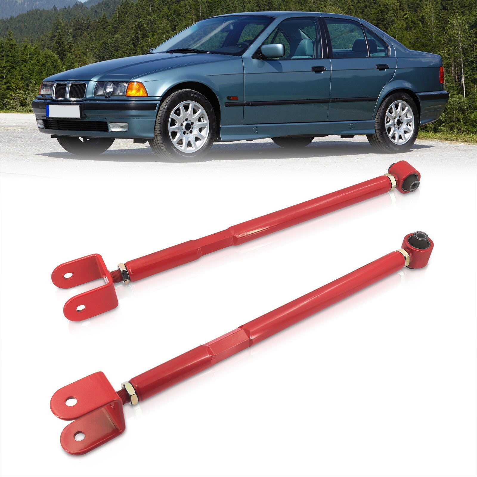 BMW 3 Series E36 E46 1992-2004 / Z4 E85 2003-2008 Rear Control Arms Camber Kit Red - Parts Agent