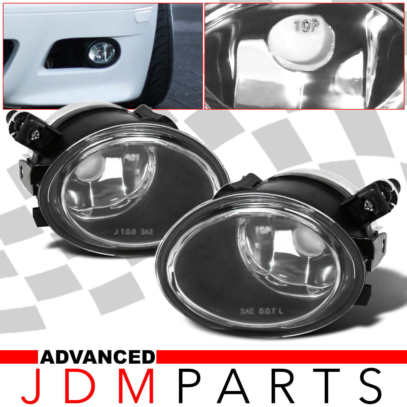 BMW 3 Series E46 M3 2001-2006 Front Fog Lights Clear Len (No Switch & Wiring Harness) - Parts Agent