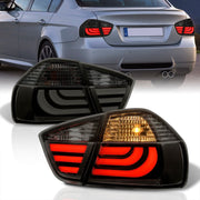 BMW 3 Series E90 4 Door 2005-2009 LED Bar Tail Lights Chrome Housing Smoke Len White Tube - Parts Agent