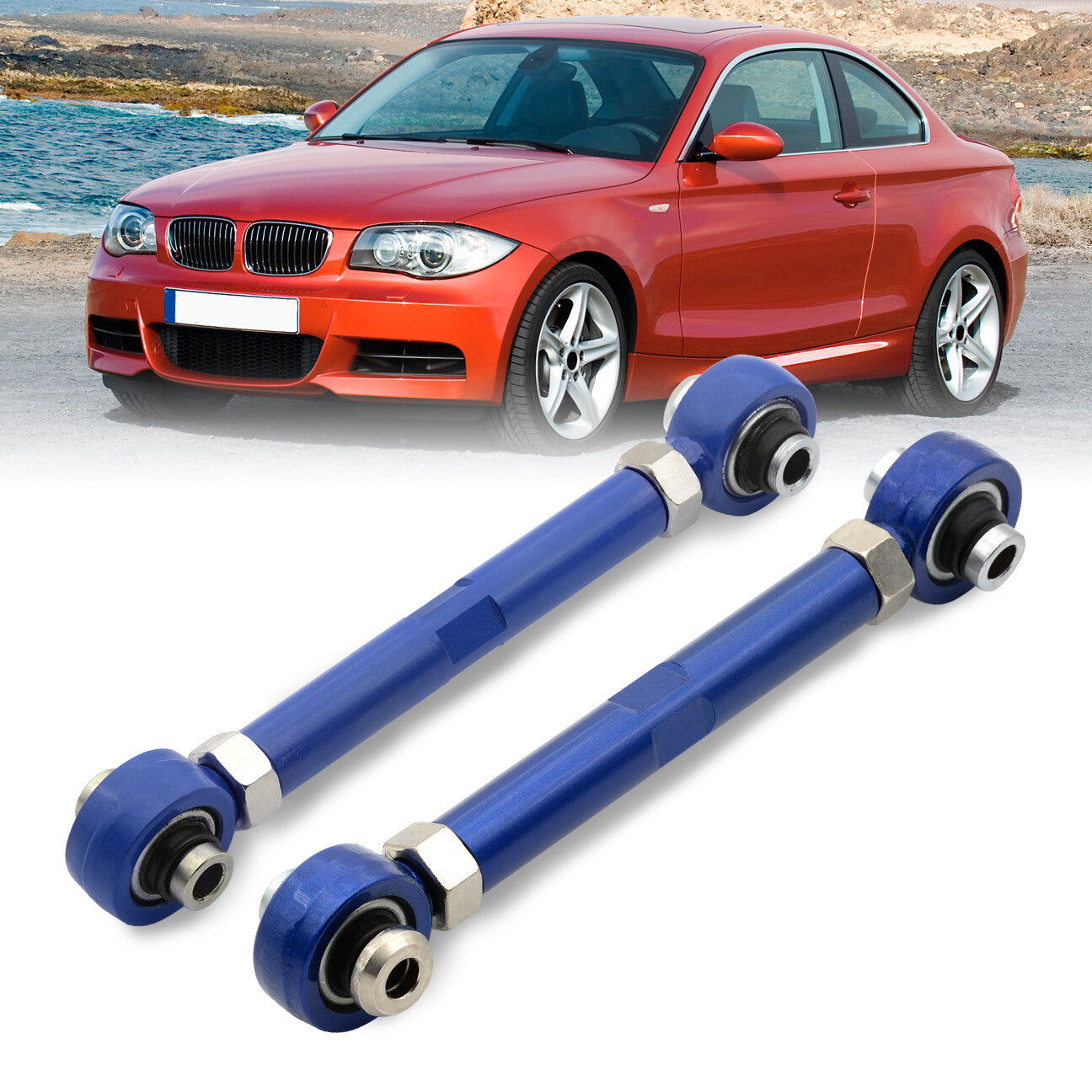 BMW 3 Series E90 E92 E93 RWD 2006-2011 / 1 Series E82 E88 RWD 2008-2013 Rear Control Arms Camber Kit Blue (Will Not Fit M3 & 1M Models) - Parts Agent