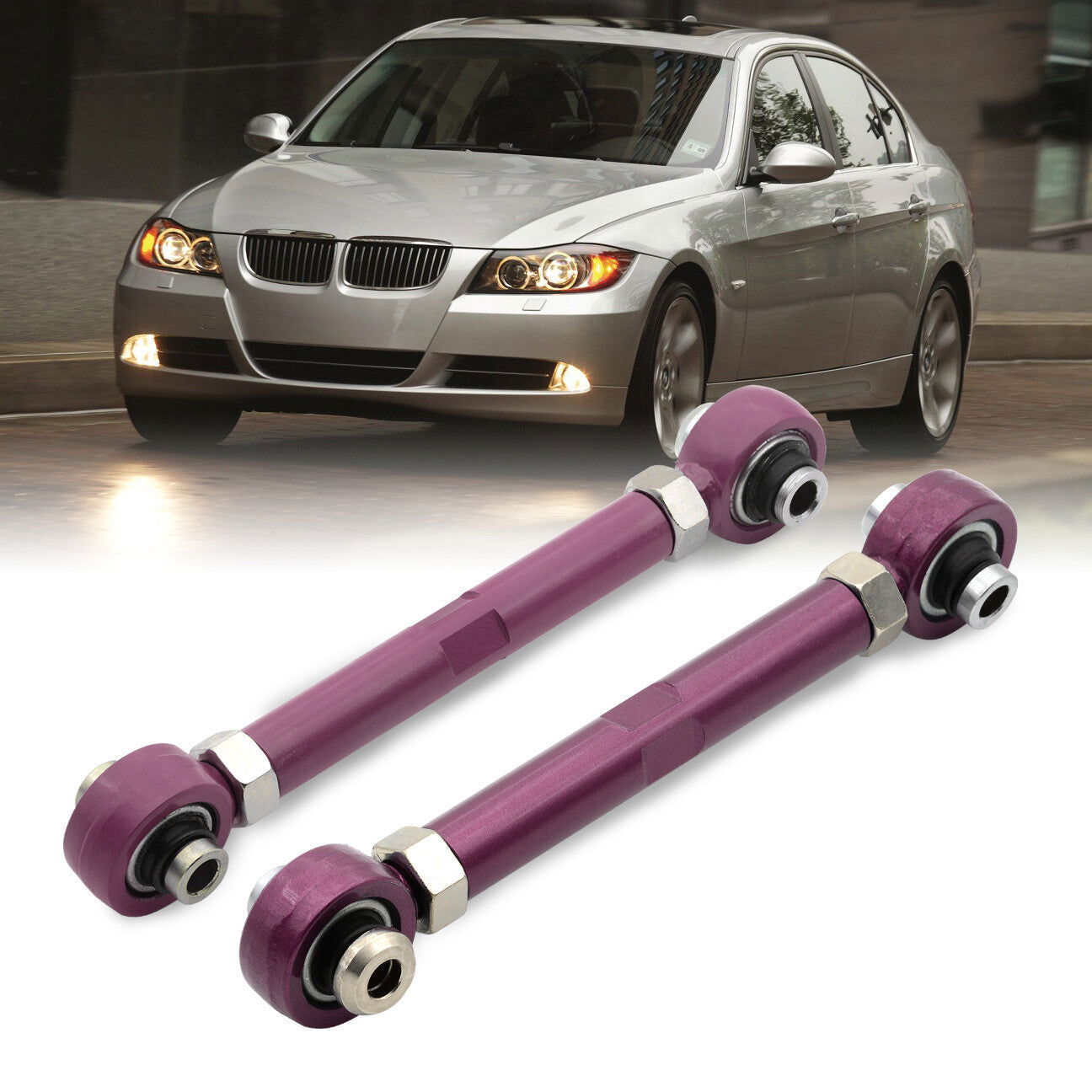 BMW 3 Series E90 E92 E93 RWD 2006-2011 / 1 Series E82 E88 RWD 2008-2013 Rear Control Arms Camber Kit Purple (Will Not Fit M3 & 1M Models) - Parts Agent