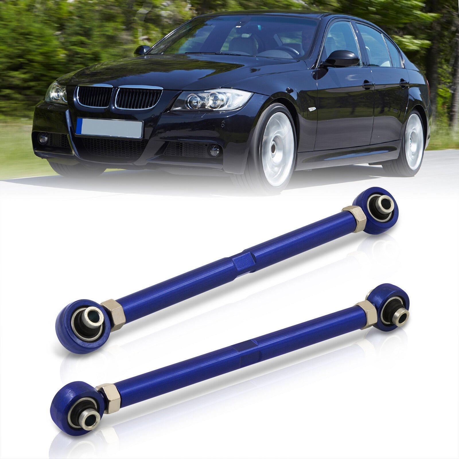 BMW 3 Series E90 E92 E93 RWD 2006-2011 / 1 Series E82 E88 RWD 2008-2013 Rear Control Toe Arms Kit Blue (Will Not Fit M3 & 1M Models) - Parts Agent