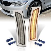 BMW 3 Series LCI F30 F31 (Base) 2016-2019 / F30 M Sport 2012-2015 / 4 Series F32 F33 F36 2014-2020 Front Bumper Amber LED Side Marker Reflector Lights Clear Len - Parts Agent