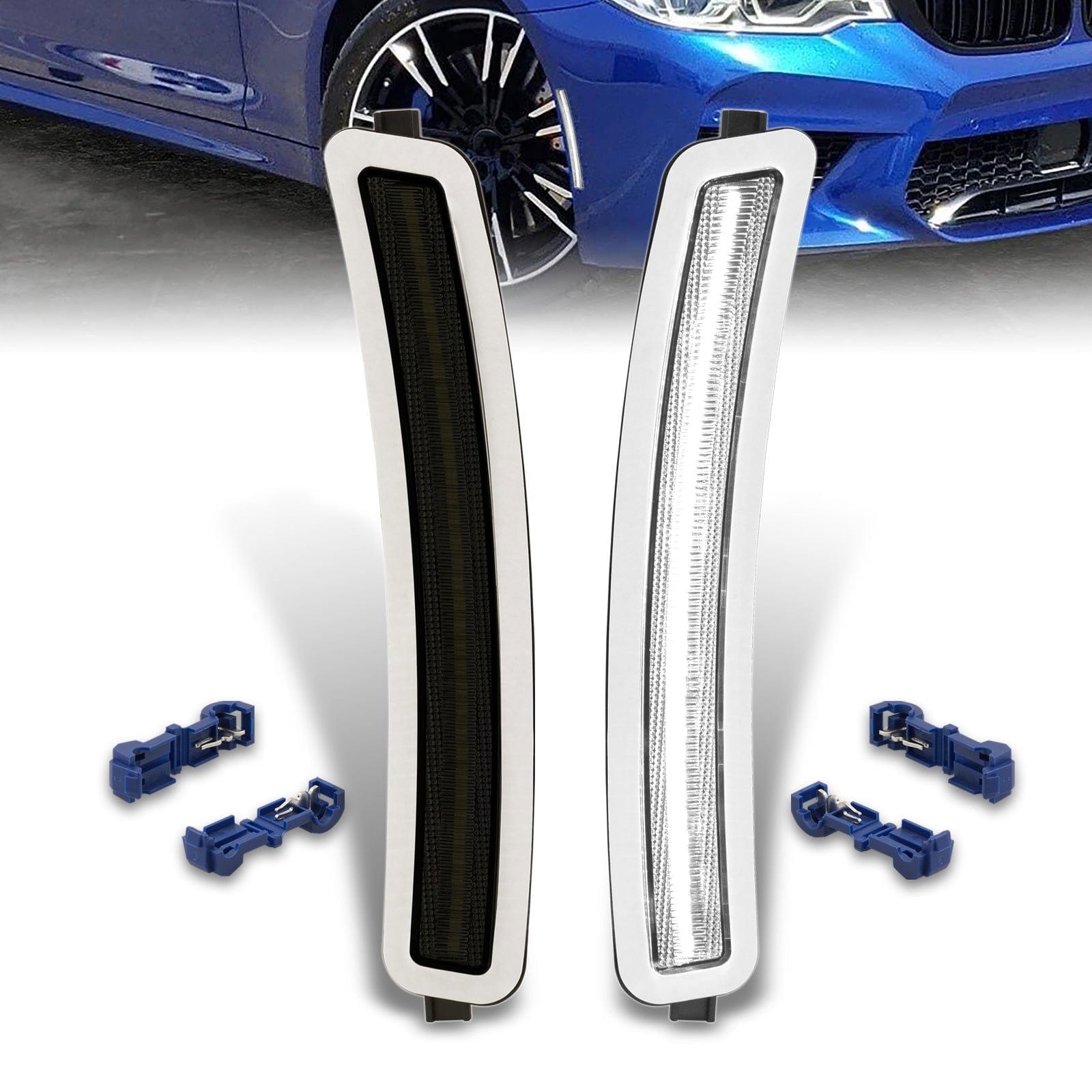 BMW 5 Series G30 F90 2017-2023 Front Bumper White LED Side Marker Reflector Lights Smoke Len - Parts Agent