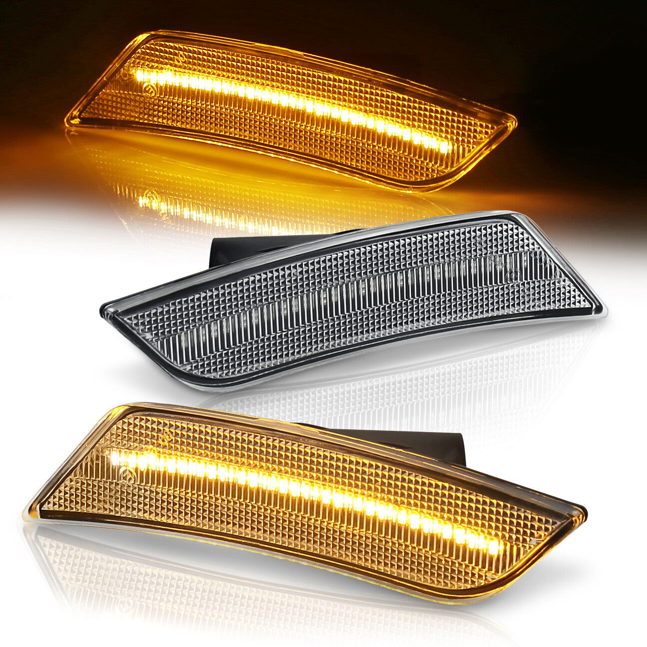 Cadillac ATS 2013-2014 Front Amber LED Side Marker Lights Clear Len - Parts Agent