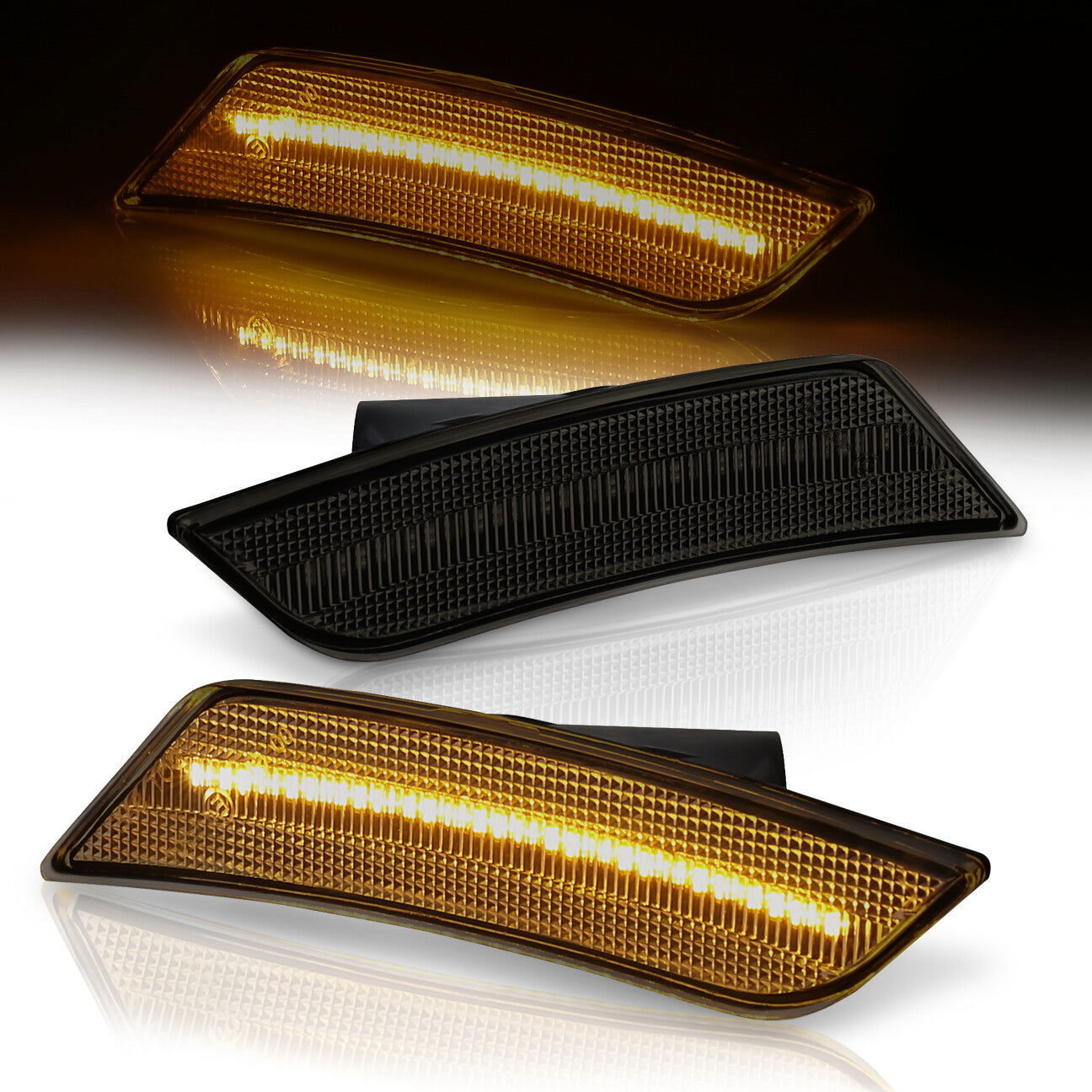 Cadillac ATS 2013-2014 Front Amber LED Side Marker Lights Smoke Len - Parts Agent