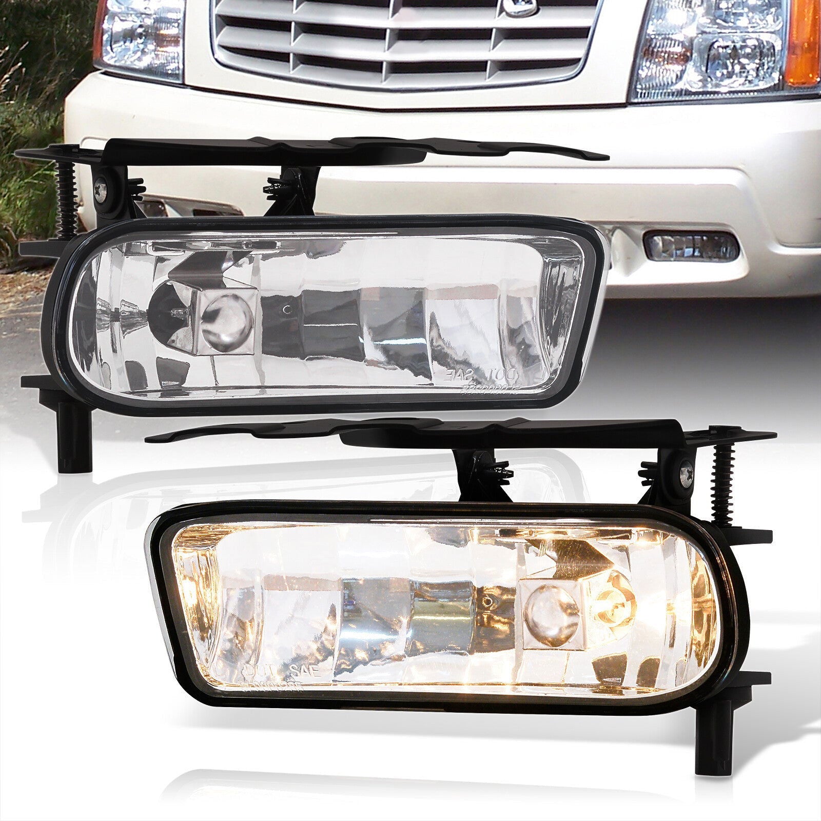 Cadillac Escalade 2002-2006 Front Fog Lights Clear Len (No Switch & Wiring Harness) - Parts Agent