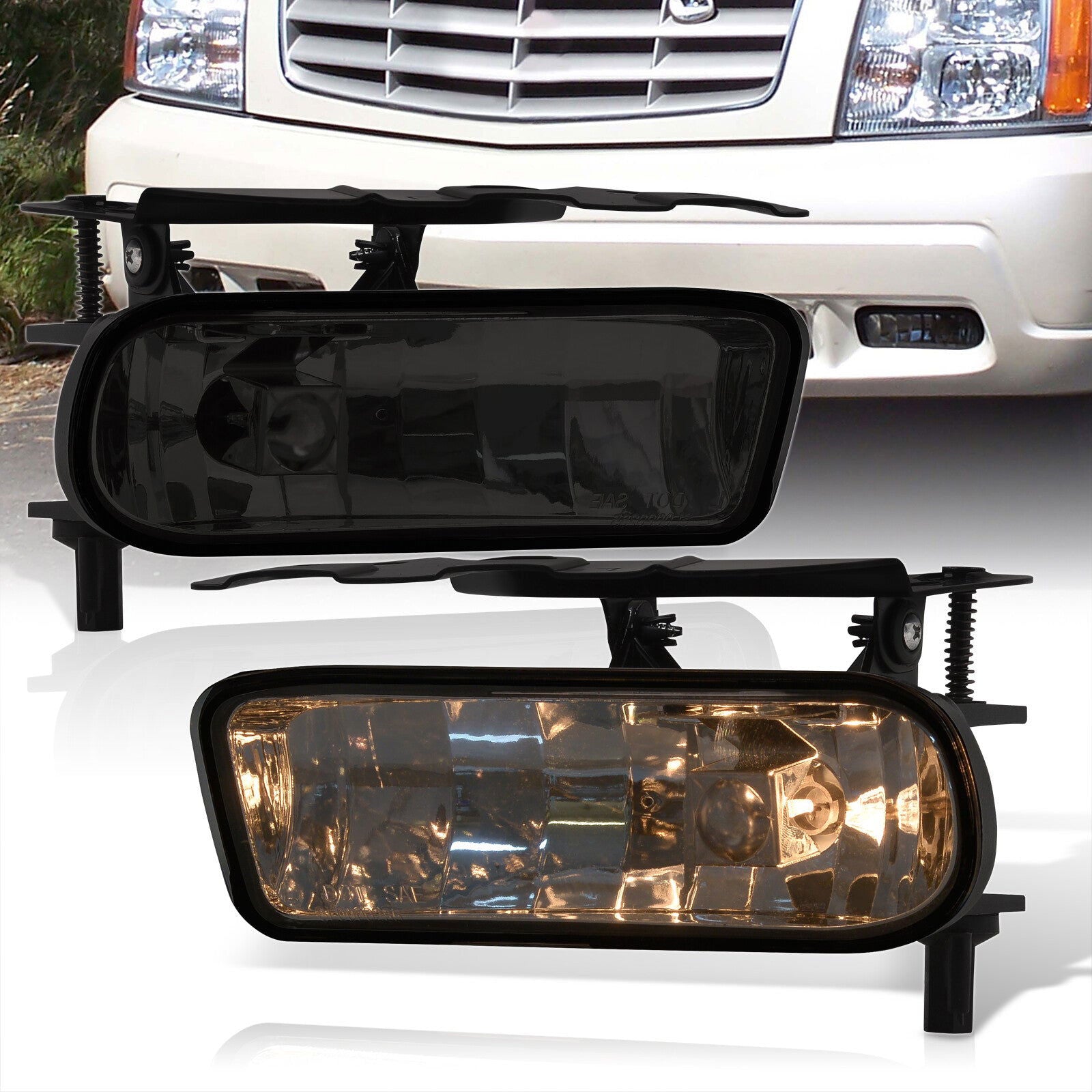 Cadillac Escalade 2002-2006 Front Fog Lights Smoked Len (No Switch & Wiring Harness) - Parts Agent