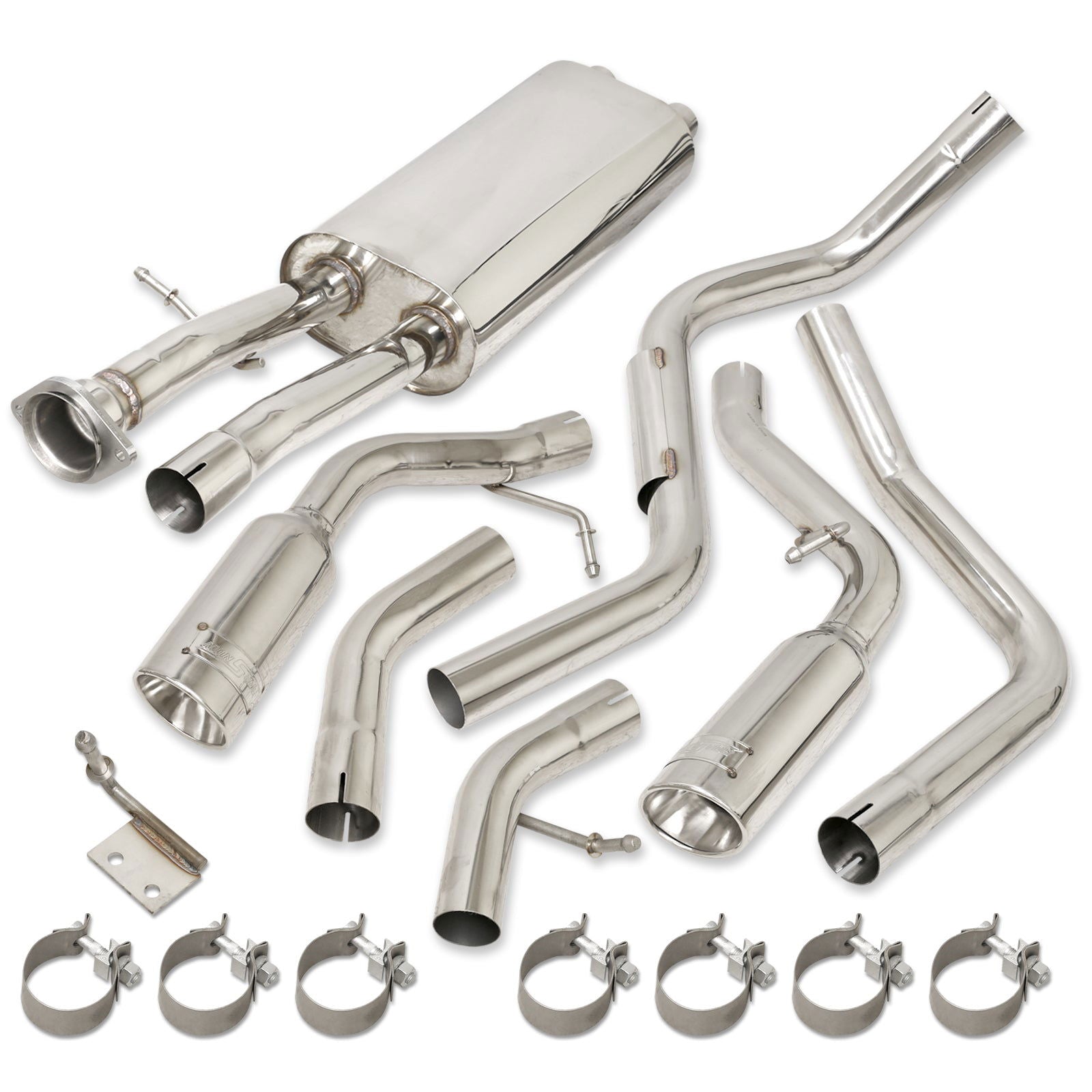 Cadillac Escalade 6.0L V8 2002-2006 Dual Tip Stainless Steel Catback Exhaust System (Excluding ESV & EXT Models) (Piping: 2.5" / 65mm | Tip: 4.5") - Parts Agent