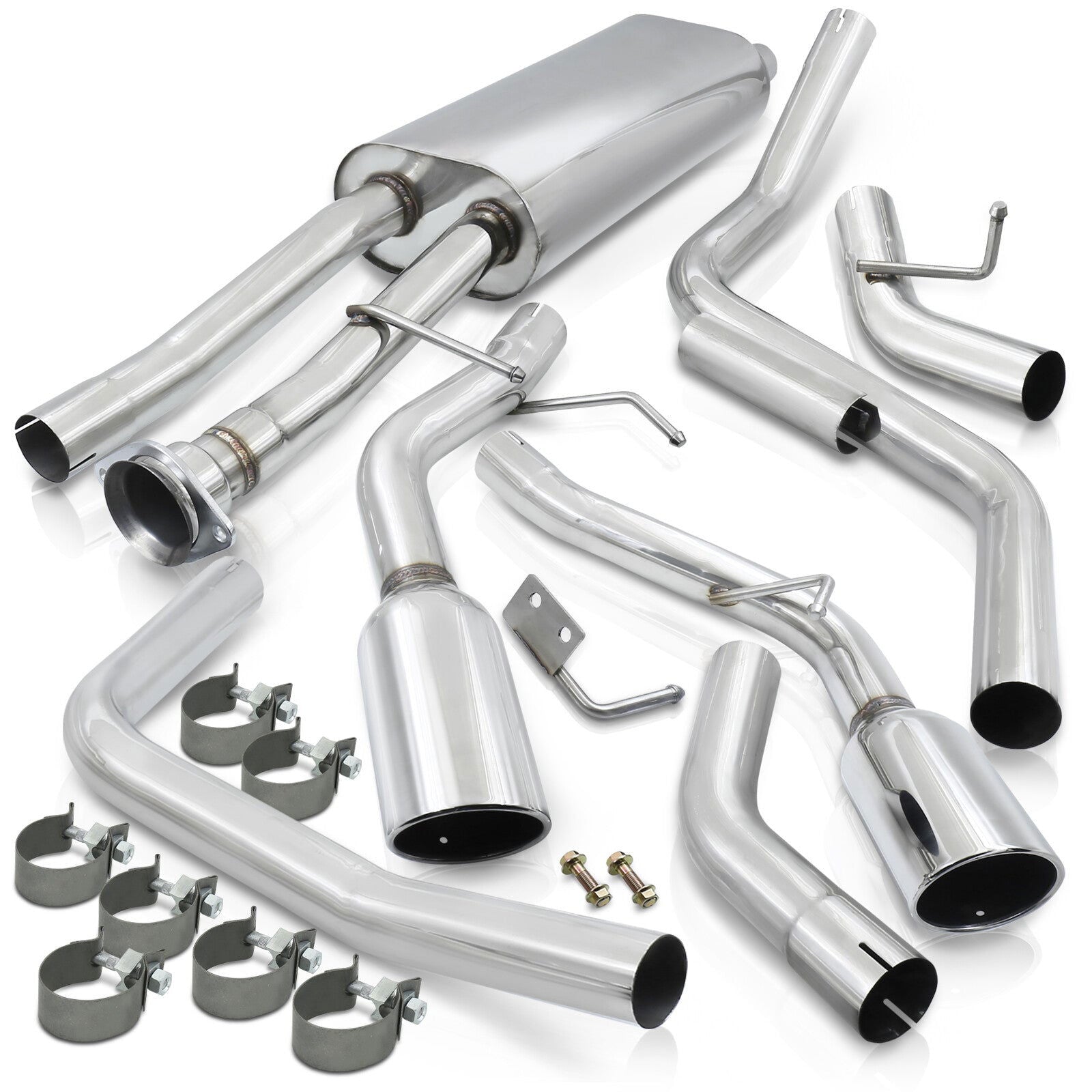 Cadillac Escalade 6.0L V8 2002-2006 Dual Tip Stainless Steel Catback Exhaust System (Excluding ESV & EXT Models) (Piping: 2.5" / 65mm | Tip: 4.5") - Parts Agent