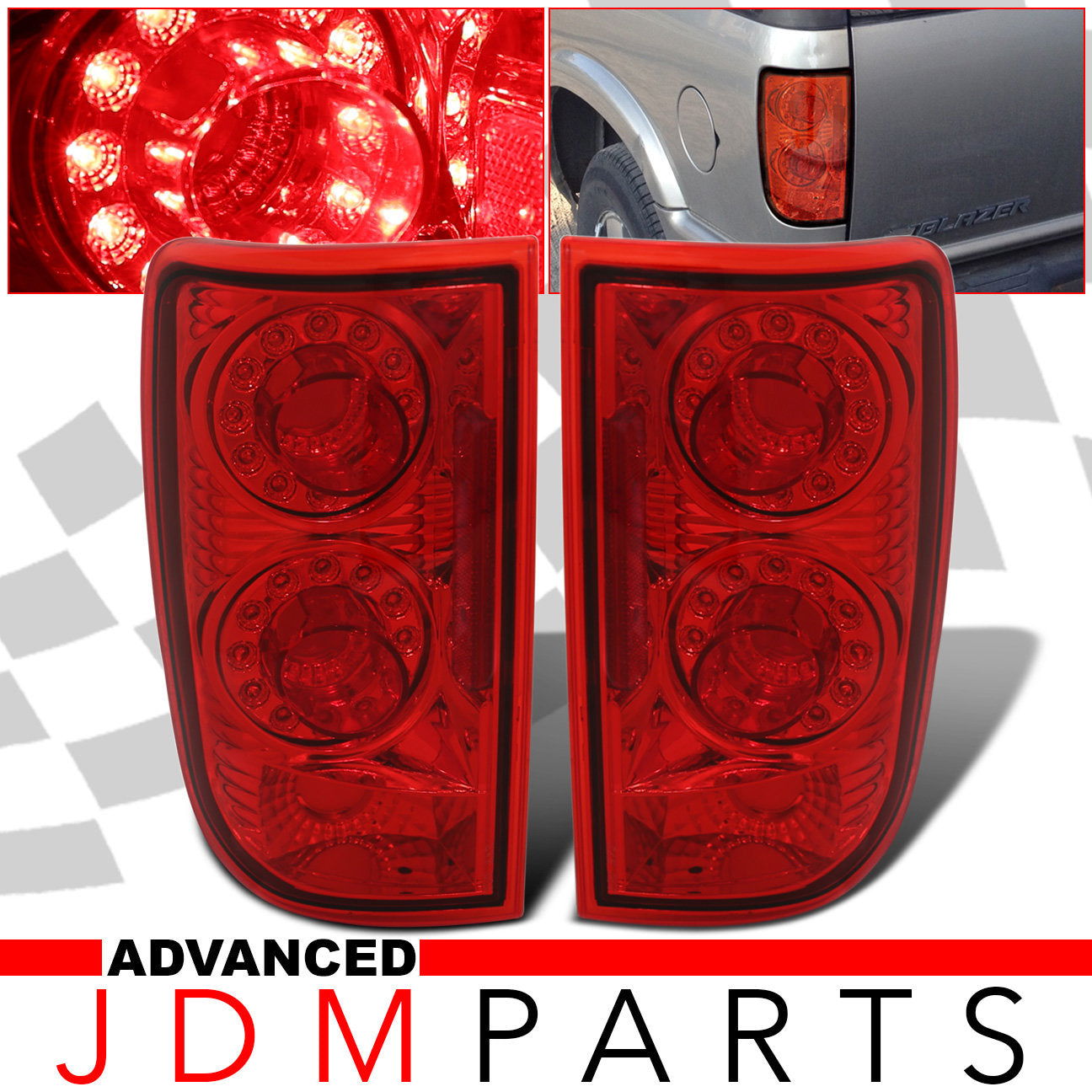 Chevrolet Blazer 1995-2004 / GMC Jimmy 1995-2004 / Oldsmobile Bravada 1996-2001 LED Altezza Style Tail Lights Chrome Housing Red Len - Parts Agent