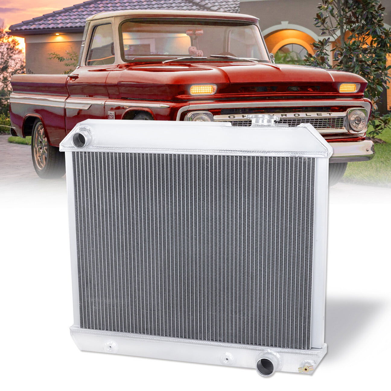 Chevrolet C/K-Series 1963-1966 / Pontiac Bonneville 1961-1966 / Grand Prix 1962-1964 Manual Transmission Aluminum Radiator - Parts Agent