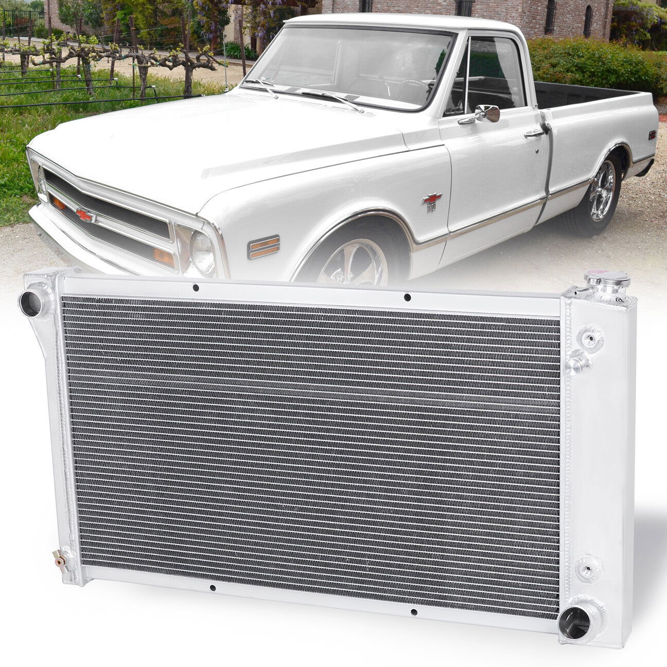 Chevrolet C/K-Series 1967-1972 / GMC K-Series Pickup 1968-1972 / Jimmy 1967-1972 Automatic & Manual Transmission Aluminum Radiator - Parts Agent