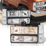 Chevrolet C/K 1500 2500 3500 1988-1993 Factory Style Headlights + Bumpers + Corners Lights Chrome Housing Clear Len Clear Reflector - Parts Agent